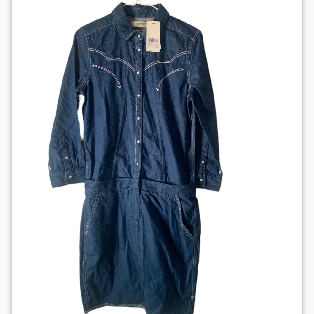 Scotch & Soda denim Western long sleeve shirt dress Size Small